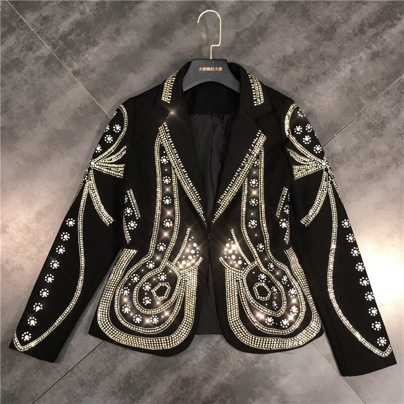 Metal Beaded No Buttons Short Jacket
