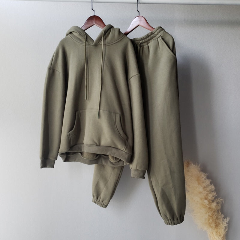 Winter Fleece Hoodies Tracksuits