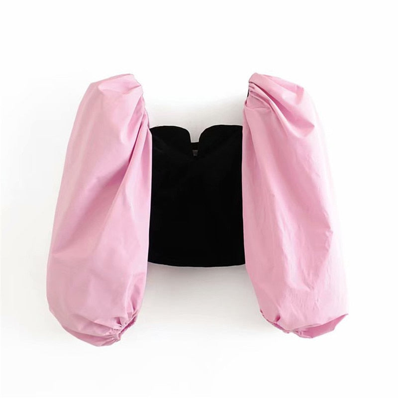 Stylish Velvet blouses lantern sleeve