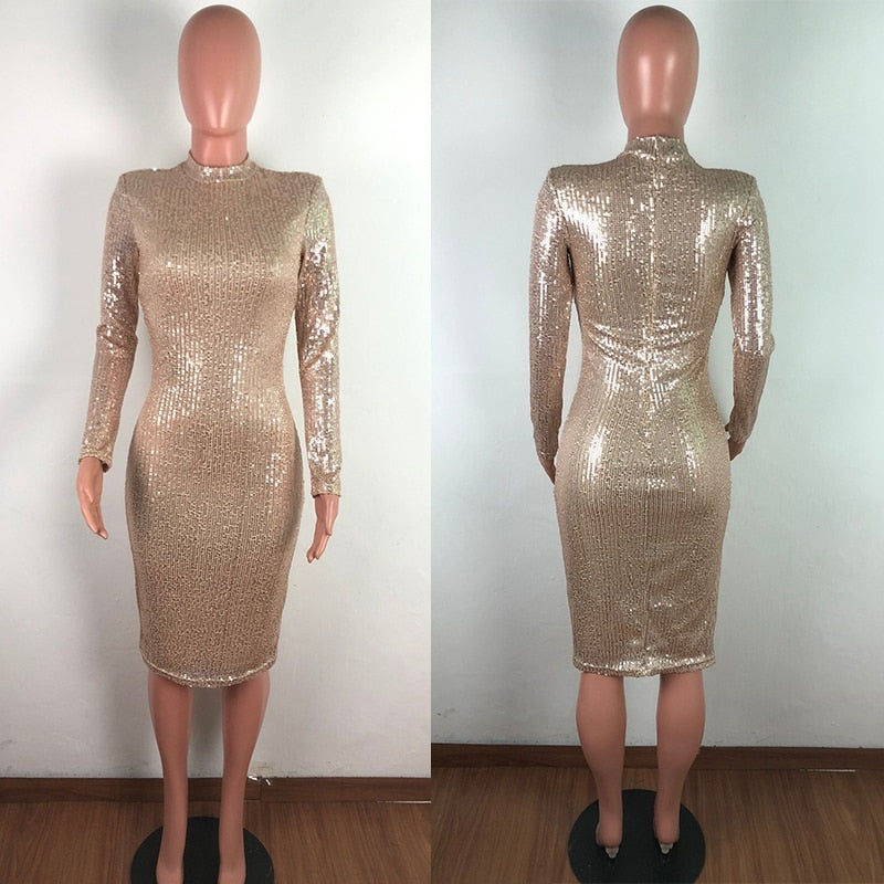 Sparkly Elegant Midi Bodycon Dress
