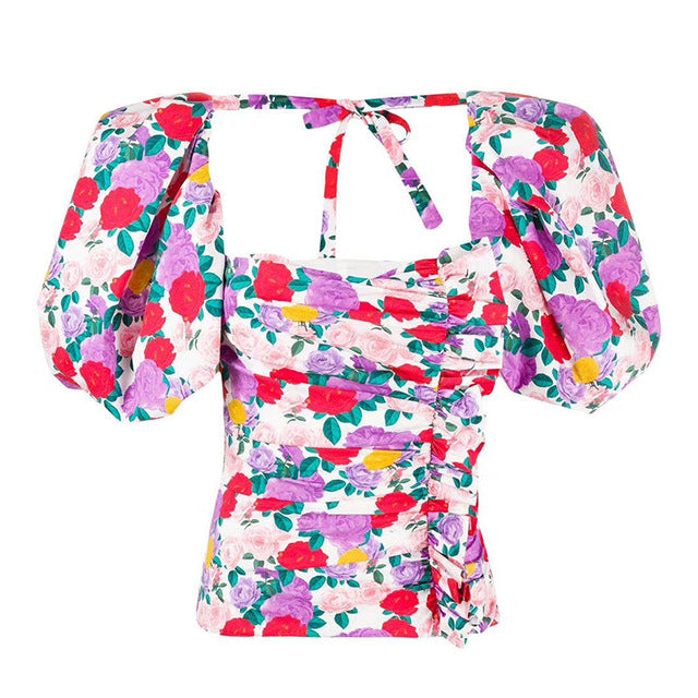 Summer Women's Square Collar Lantern Short Sleeve