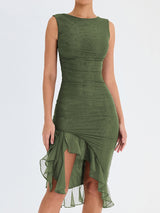 Classy Ruched Ruffle Dress