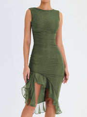 Classy Ruched Ruffle Dress
