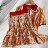 Classy Knit Skirt Suits Women Short Sleeve