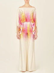 Classy Lantern Sleeve Wide Leg Pant Suit