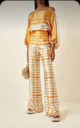 Classy Lantern Sleeve Wide Leg Pant Suit