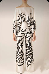 Classy Lantern Sleeve Wide Leg Pant Suit