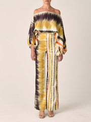 Classy Lantern Sleeve Wide Leg Pant Suit