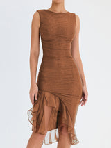 Classy Ruched Ruffle Dress
