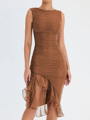 Classy Ruched Ruffle Dress