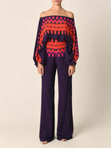 Classy Lantern Sleeve Wide Leg Pant Suit