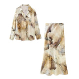 Classy Tie Dye Printed Satin Blouse Midi Coordinates