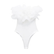 Classy Organza Ruffle Rib Knit Bodysuits