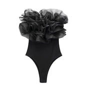 Classy Organza Ruffle Rib Knit Bodysuits
