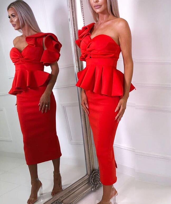 Ruffles- One Shoulder Ruffles Sleeve