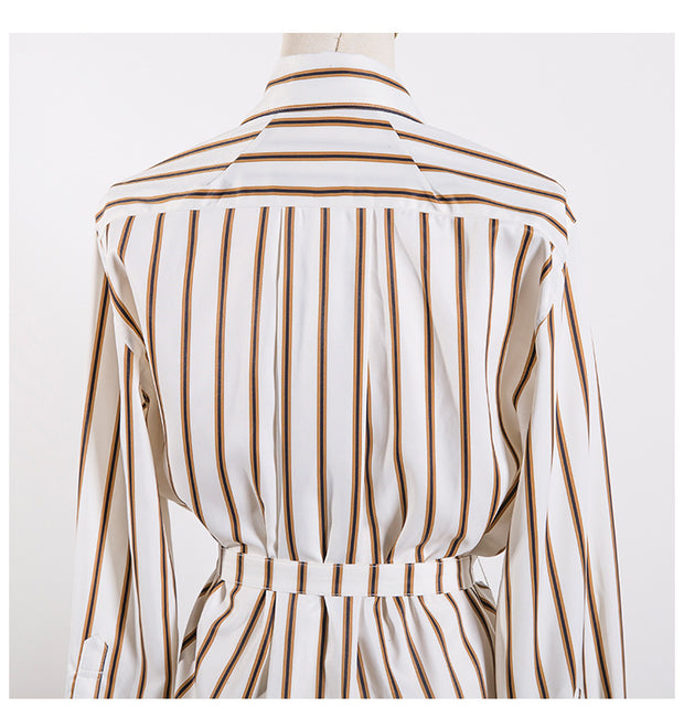 Lapel Long Sleeve Striped Shir