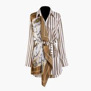 Lapel Long Sleeve Striped Shir