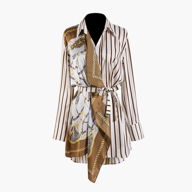 Lapel Long Sleeve Striped Shir