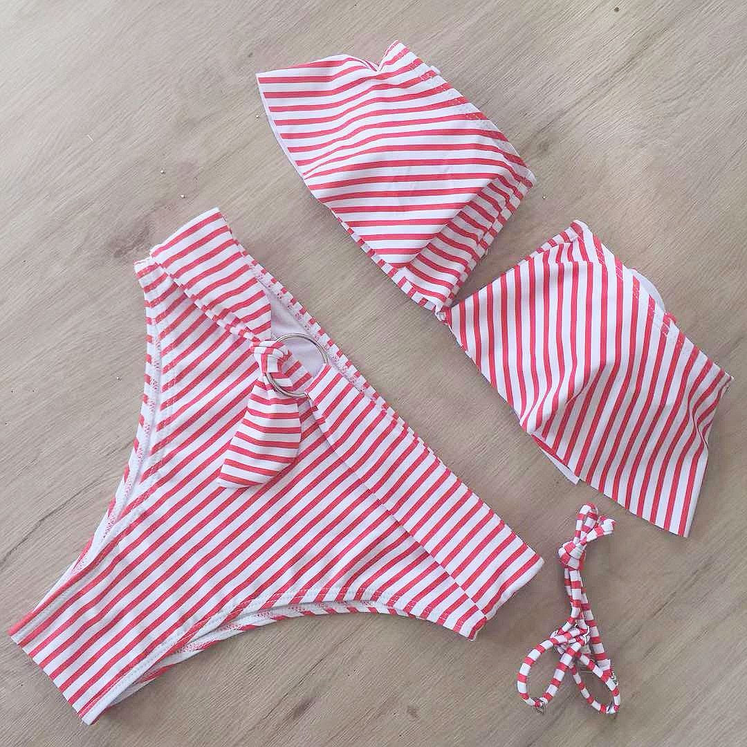 The stripy ruffled Bikini