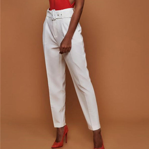Casual High Waist Autumn Belted Straight Leg trousers