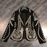 Metal Beaded No Buttons Short Jacket