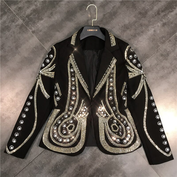 Metal Beaded No Buttons Short Jacket