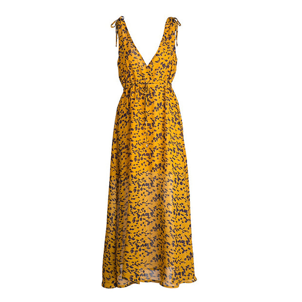Summer Print V neck Maxi Dress