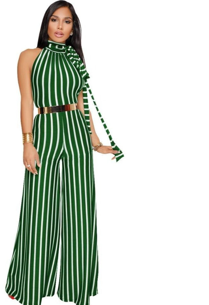 Striped Halter Jumpsuit