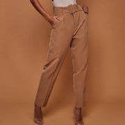 Casual High Waist Autumn Belted Straight Leg trousers