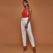 Casual High Waist Autumn Belted Straight Leg trousers
