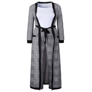Striped Wide-Legged Pants with Long Coat