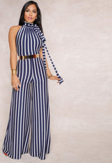 Striped Halter Jumpsuit