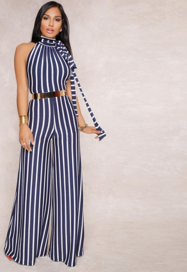 Striped Halter Jumpsuit