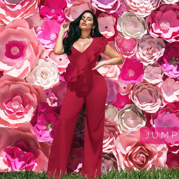 One Shoulder Ruffles Jumpsuit