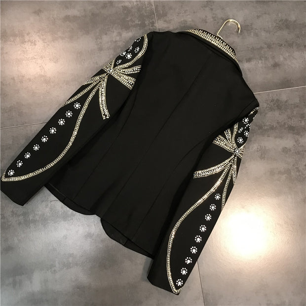 Metal Beaded No Buttons Short Jacket