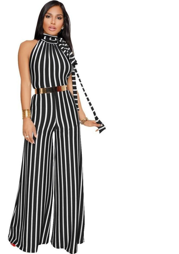 Striped Halter Jumpsuit