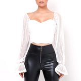 Mesh Sweetheart  Ruched Blouse