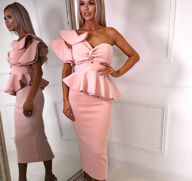 Ruffles- One Shoulder Ruffles Sleeve