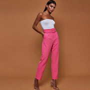 Casual High Waist Autumn Belted Straight Leg trousers