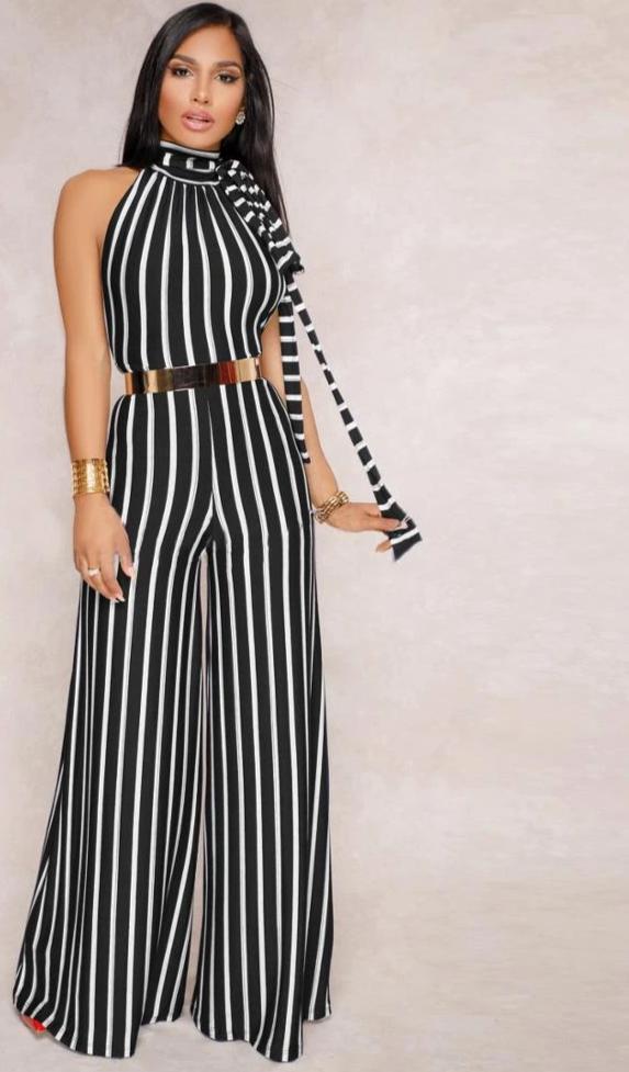 Striped Halter Jumpsuit