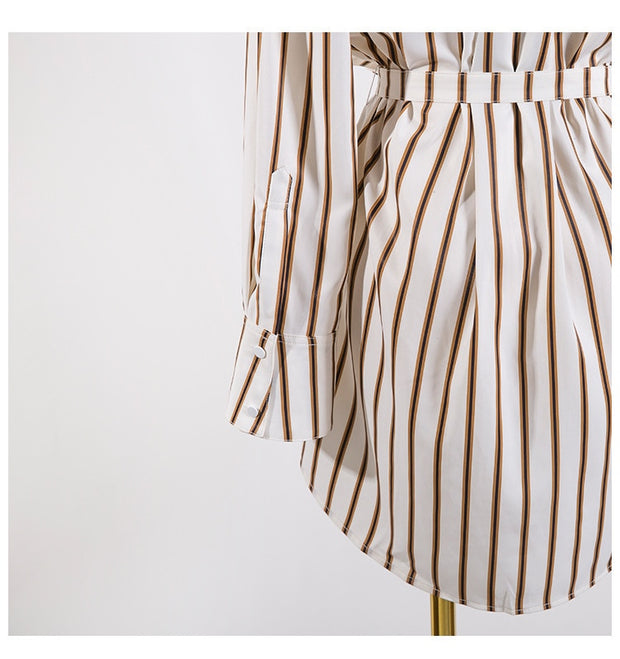 Lapel Long Sleeve Striped Shir