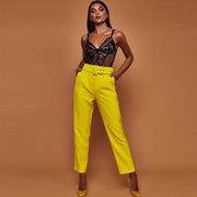 Casual High Waist Autumn Belted Straight Leg trousers