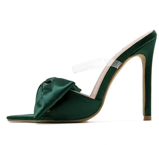 Classy Silk Butterfly-knot Mules