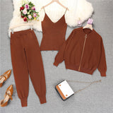 Winter Knitted Vest Zipper 3 piece set