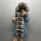 Real Fox fur fur collar hooded fur parka