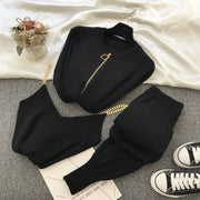 Winter Knitted Vest Zipper 3 piece set