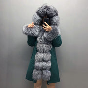 Real Fox fur fur collar hooded fur parka