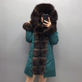 Real Fox fur fur collar hooded fur parka