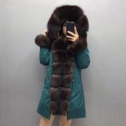 Real Fox fur fur collar hooded fur parka