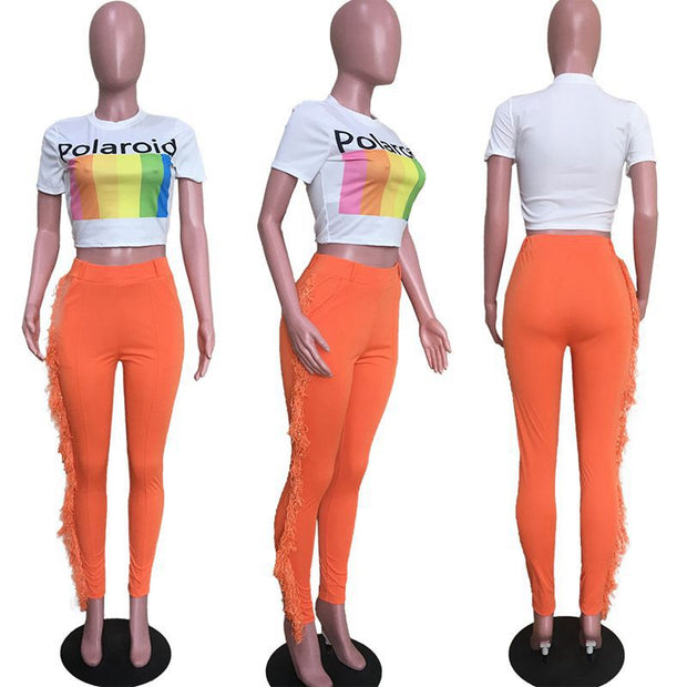 High Waist Fringe Pants